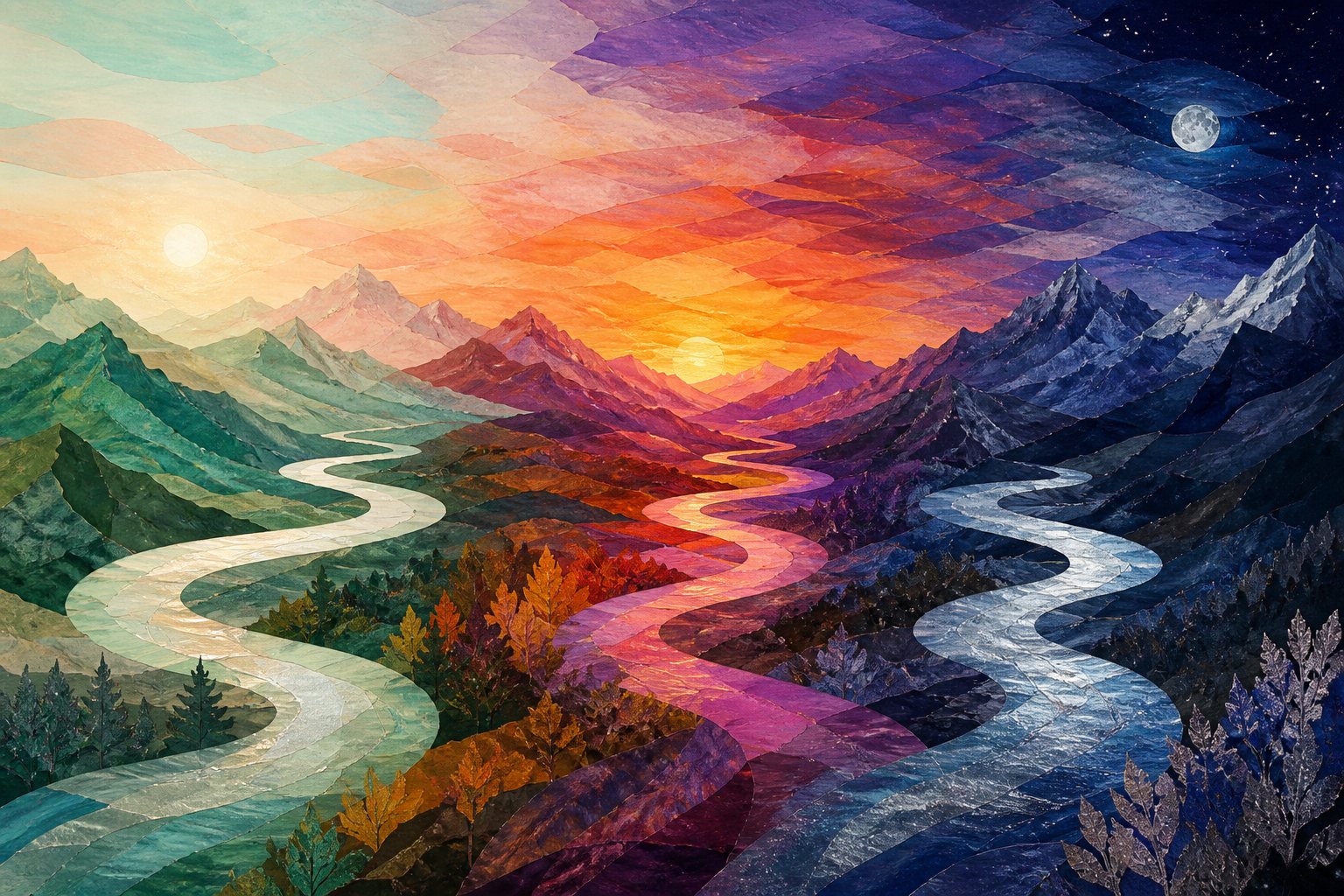 Un paisaje, tres atmósferas: mañana, atardecer o noche