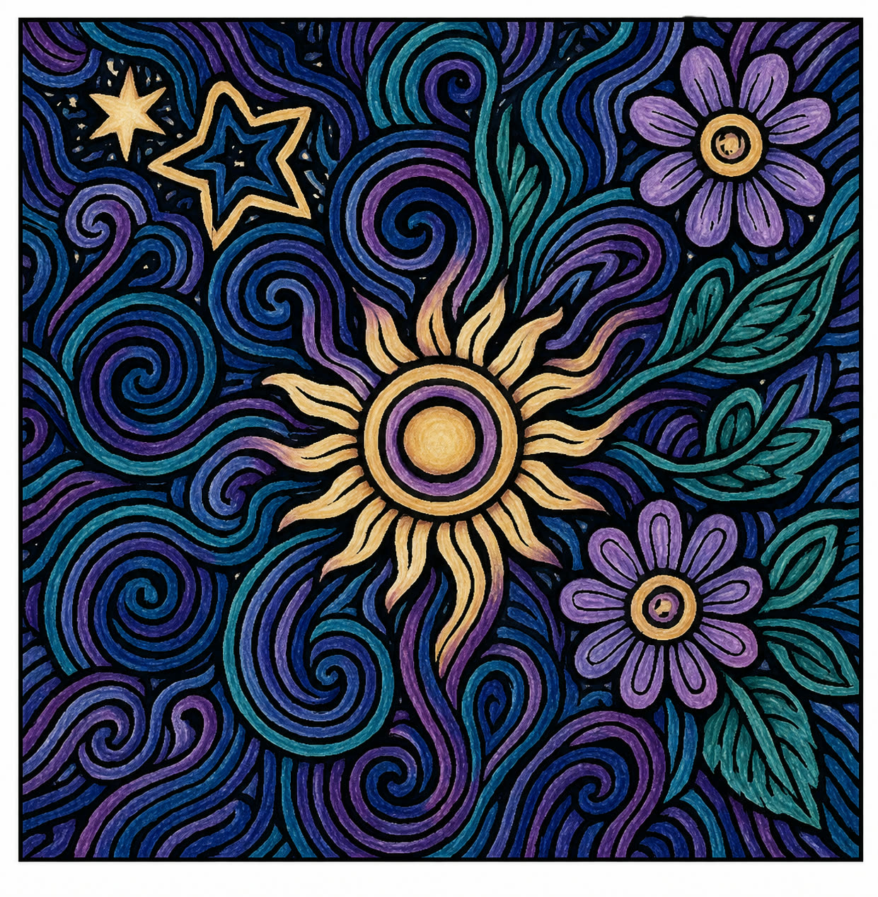 A, inspiración coloreada de Cosmic Bloom