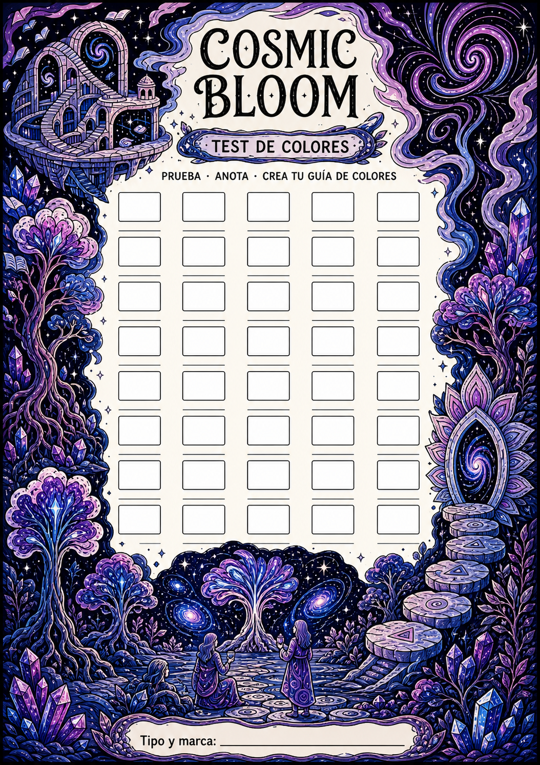 Vista del test de colores de Cosmic Bloom