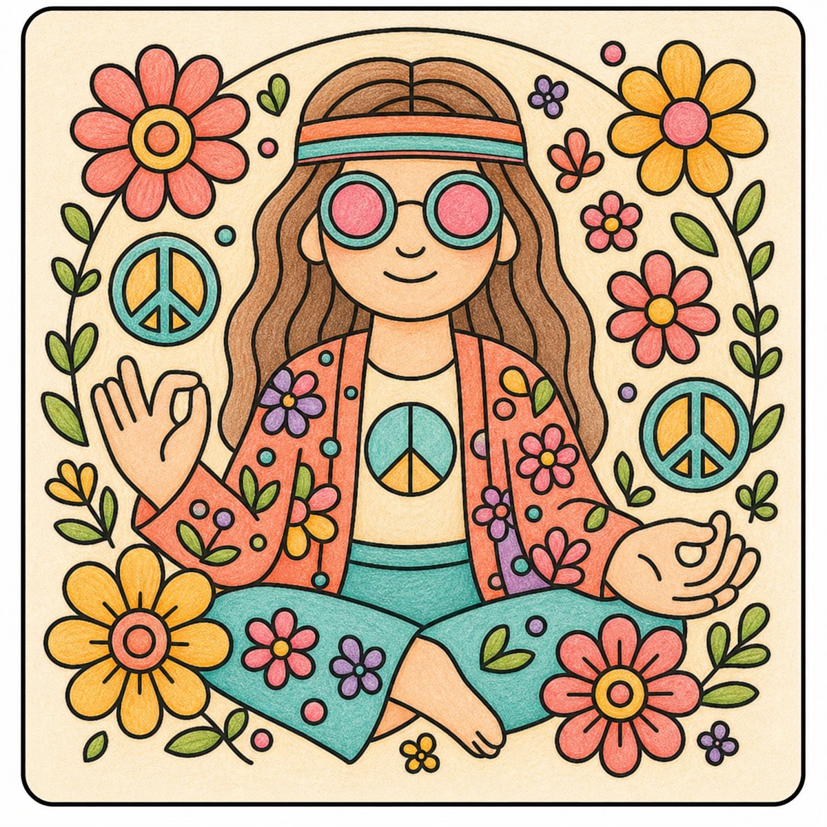 A, inspiración coloreada de Peace & Petals