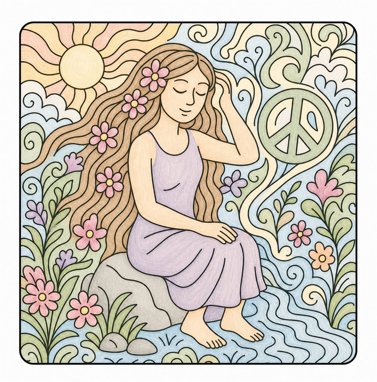 A, inspiración coloreada de Peace & Petals