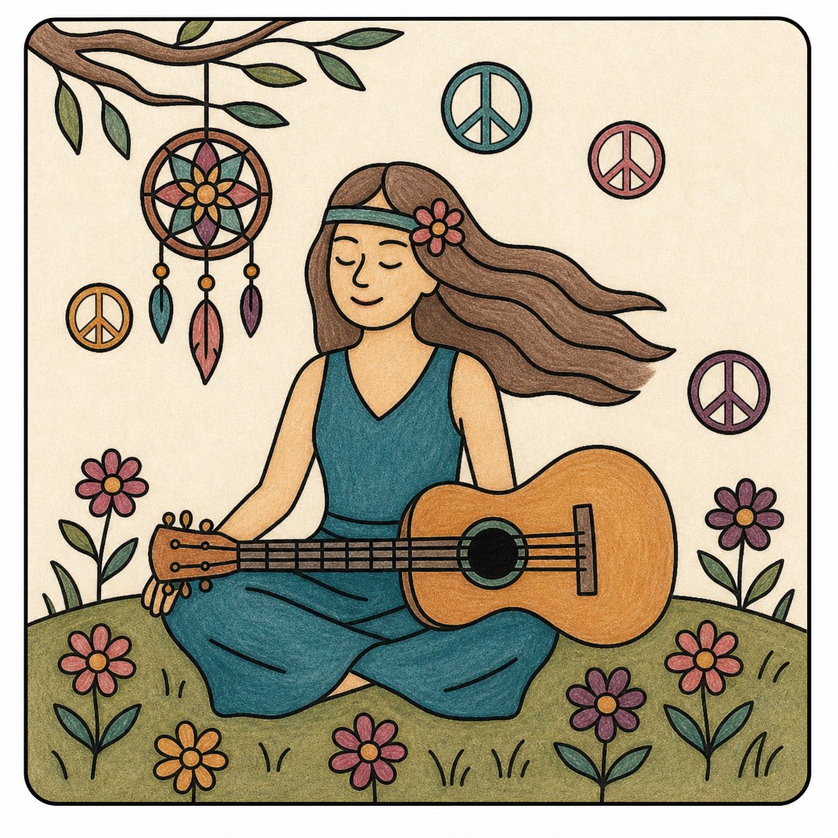 A, inspiración coloreada de Peace & Petals
