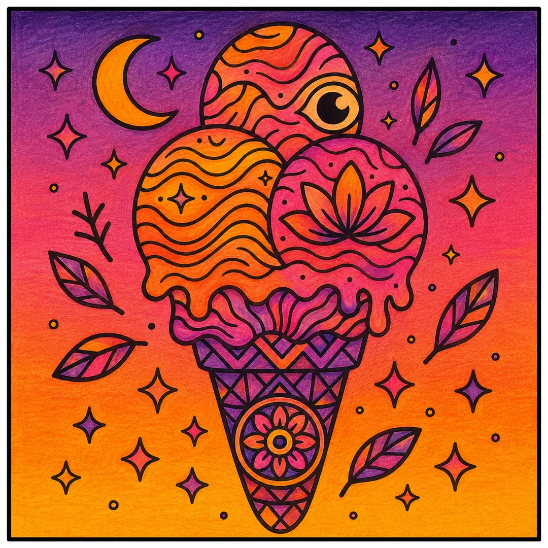 B, inspiración coloreada de Trippy & Groovy