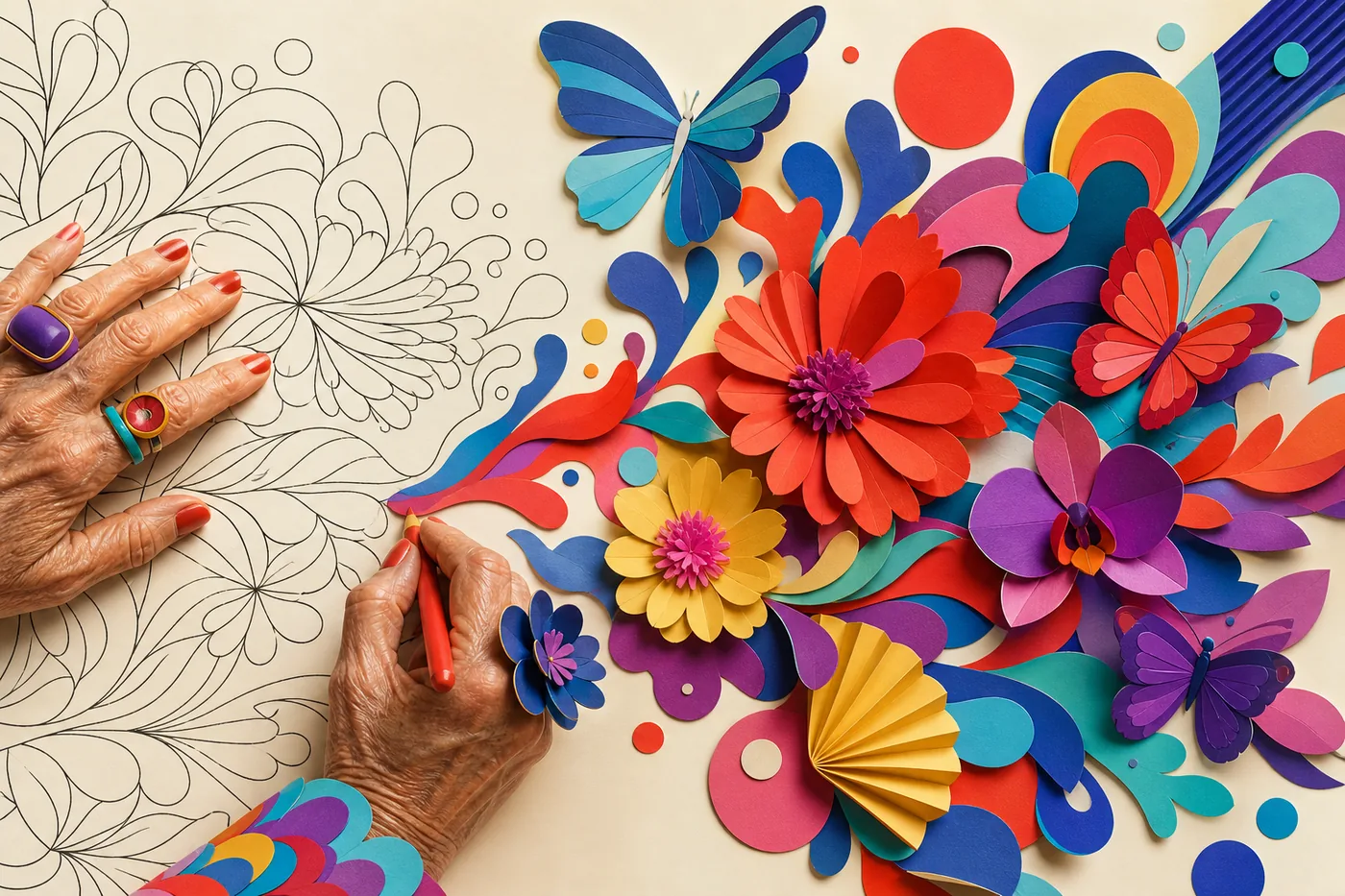 Collage de papel donde una marca inesperada se convierte en una composicion creativa