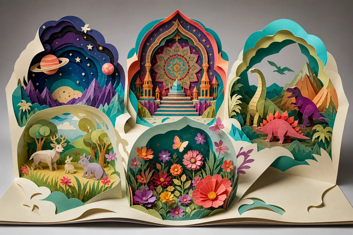 Pagina pop-up que abre cinco mundos creativos diferentes